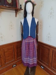 Vintage 1970s Patty O’Neill Cotton Denim Floral 2 Piece Boho Prairie Dress