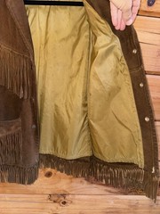 VTG Rare Simco Leather Fringe Hippie Boho Pioneer Jacket 60s 70s Brown Western