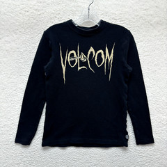 Y2K Vintage Volcom Thermal Top Small Medium Black Waffle Knit Skater Grunge