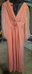 Vintage 1970’s Dress Women’s Pinkish Orange Gown Prom
