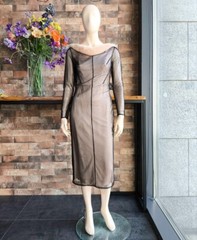 Vintage Italian Sheath Dress with Genuine Mink Trim 1990s Unworn 42 IT