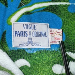Vogue Paris Original Vintage Hawaiian Handmade One Shoulder Dress Designer