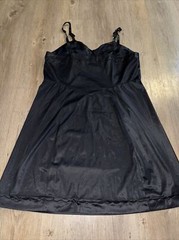 Vintage Sears Black Full Dress Slip Size 38 Short Adjustable Straps Silky Sissy