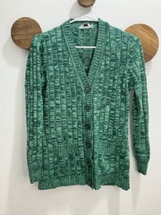 Kmart Vintage 1970s St. Patrick’s GREEN 100% Acrylic Button Cardigan Size Small