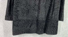VTG Black Persian Lamb Broadtail Coat Mink Fur Collar Glam Classic S/M Old Money