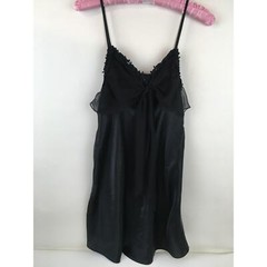 Cocktail Dentelle Dress Black Size S Roses Chiffon Bow Accent Strappy Slip