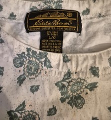Vintage 90s Eddie Bauer T Womens L Green Floral Botanical Cotton Y2K Gorpcore