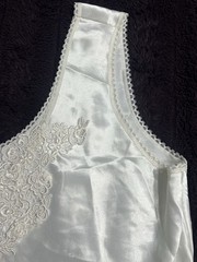 Vintage Escapades Satin Camisole Slip Top Medium Ivory Lace Made USA