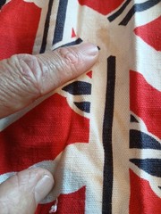 Vtg 70s Home Sewn Nautical Rope Print Pant Red White Blue Serval Zipper Wide Leg