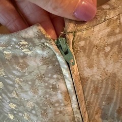 Vintage 1970s gown Gold Lurex Sleeveless gold metallic dot detail – Size Small?
