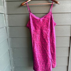 Apt 9 Intimates XL Magenta Satin Floral Chemise Slip Dress Coquette Lingerie