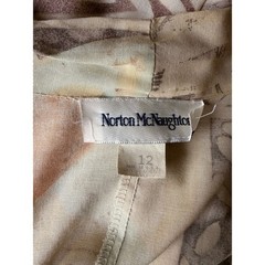 Vintage 70s Draped Rayon Print Blouse | Neutral Abstract | Shawl Collar | Size L