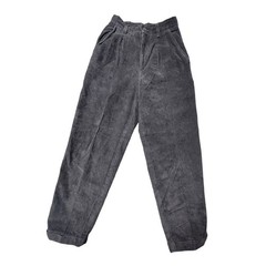 VTG Princeton Club Pleated Corduroy Black High Waisted Tapered Cuffed Pants SZ:6
