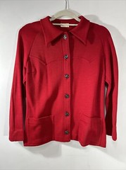 Vintage Hudson’s Knit Suit Red Blazer Skirt Suit Set MADE IN FRANCE for Hudsons