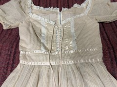 WOMENS TRUE VINTAGE 1950S RUFFLED WHITE MIDI LACE DRESS UNKNOWN SIZE