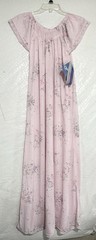 NEW VTG STARDUST 80’S LONG NIGHTGOWN COTTAGECORE PINK FLORAL LACE TRIM USA SZ S