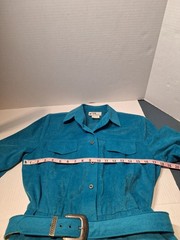 Vintage Willi Dress Woman’s 10 Turquoise Polyester Button Up Belt