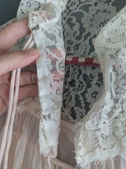 1930s Floor Length Nightgown Sheer Lingerie 2-Piece Pale Peach Size Small