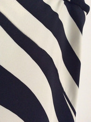 Vintage Jaeger Navy Blue Striped 100% Silk Asymmetric Knee Trumpet Skirt Sz 10