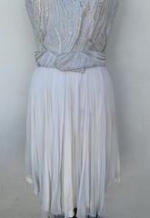 Vintage Elinor Gay Silver Threads with Cream Skirt Cocktail Dress