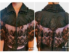 Antique Black Beaded Lace Victorian Edwardian Mourning Cape Capelet Mantel