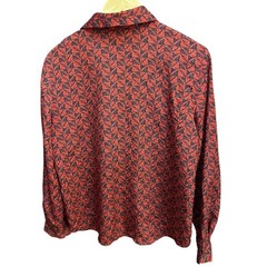 Vintage 90s Norton McNaughton Button Down Blouse Dark Academia Retro Chevron