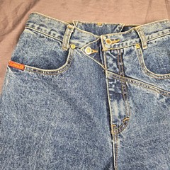 Vintage Lawman Western Jeans Acid Wash High Waist Asymmetrical Double Button 9