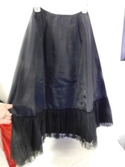 1950s -60s Era Black Taffeta & Ruffled Tulle Crinolin Skirt