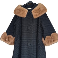 Robert’s Glam Hand Tailored 50’s Wool Coat with Fur Collar & Cuffs Women’s Large