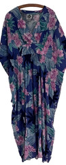 VTG Hilo Hattie Tropical Floral Kaftan Muumuu Cotton Rayon Made In Hawaii OS