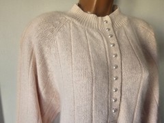 VENEZIA Vintage 80′ Silk Angora Blend Pearl Buttons Henley Sweater. Size 22/24