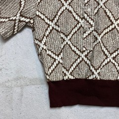 Fruit of the Loom Shaggy Shirt Women M Brown Geometric Knit Banded Waist Vintage