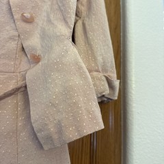 Vintage 50s Pink Handmade Suit Dress Set with Matching Jacket Bolero Size XS