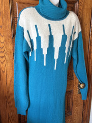 Vintage 80s-90s CRABGRASS Abstract Knit Sweater DRESS Angora Rabbit Hair Acrylic