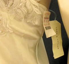 Vtg Lord & Taylor Lingerie Ivory Satin & Lace Negligee NightGown size Medium NWT