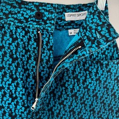 80s vtg ESPRIT SPORT All Over Print AUDIENCE Graphic Jean Skirt DENIM Pencil Blu