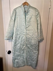 Vintage Miss Elaine Quilted Button Front Robe Light Blue Size Small Cottagecore