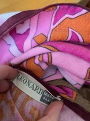 Leonard Paris Vintage 100% Wool Dress 70s 80s Print Belt FR42 US10