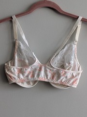 Vintage Victoria’s Secret Cotton Lace Bra 36C Floral Front Clasp *DISCOLORATION*