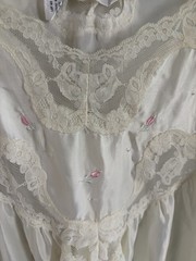 Vtg Barbizon Mid Length Nightgown Ivory pink rose Sexy Light Negligee Cottage M