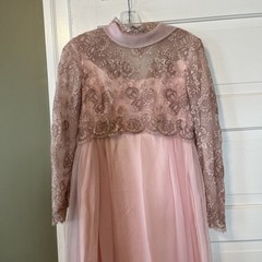 60’s Vintage Sylvia Pink Goddess Dress Size 11 Prom Maxi Empire Waist (c1)