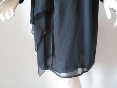 Vintage Wayne Clark Aline Marelle Short Black Dress Sheer Sleeve Size US 8