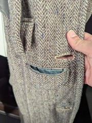 Vtg 1950s John Wanamaker Coat 100% Wool Harris Tweed Handwoven Scotland Brown XL