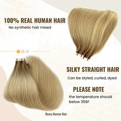 Highlight Tape in Hair Extensions Human Hair for Women,20 Inch Balayage Colored