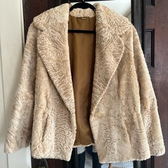 COOL Fur Company Afghan Karakul Lamb Karakul Beige Vintage Women’s Coat Size 40