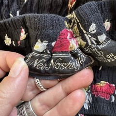 Vintage 90’s Neo Nostalgia Black Floral Rayon Crinkle Maxi Skirt. Small. Boho.