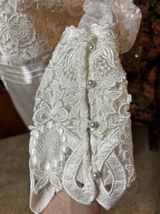VTG 80s JESSICA MCCLINTOCK White Lace Victorian Wedding Dress High Neck 36x30x38