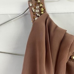 SLNY Embellished Neckline Sleeveless Gown Cashmere Size 6