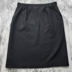 Vintage Donnkenny Skirt Womens 10P PETITE Black Pencil Pockets Button Office