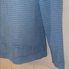 Vtg 60s Cintura baby blue polyester knit top